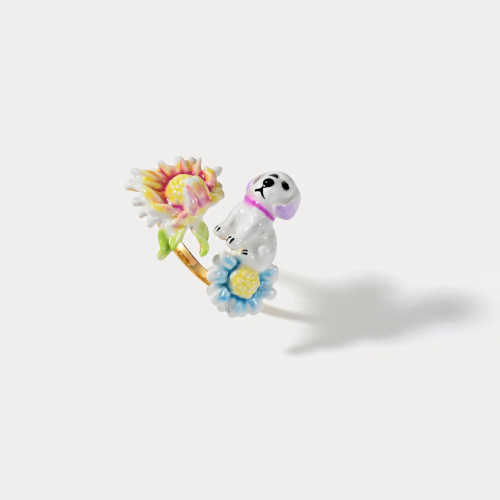 Whimsical Floral And Animal Ring